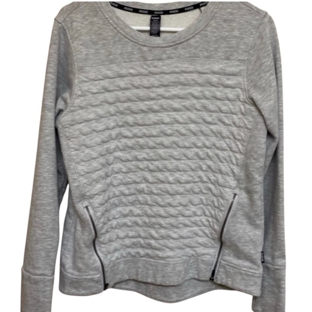 RBX Athletic Fleece Zip Bottom Sweatshirt Gray Medium